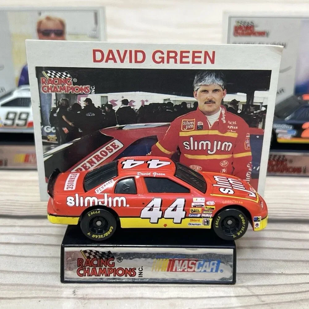 VTG NASCAR Racing Champions 1995 Diecast Race Cars 1/64 Lot of 6 w/Stand & Card